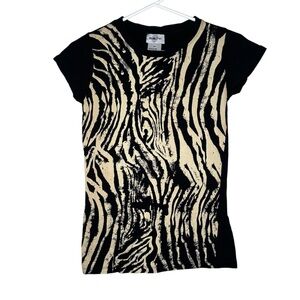 Women’s Black & Tan Stripes Cotton T-Shirt Medium